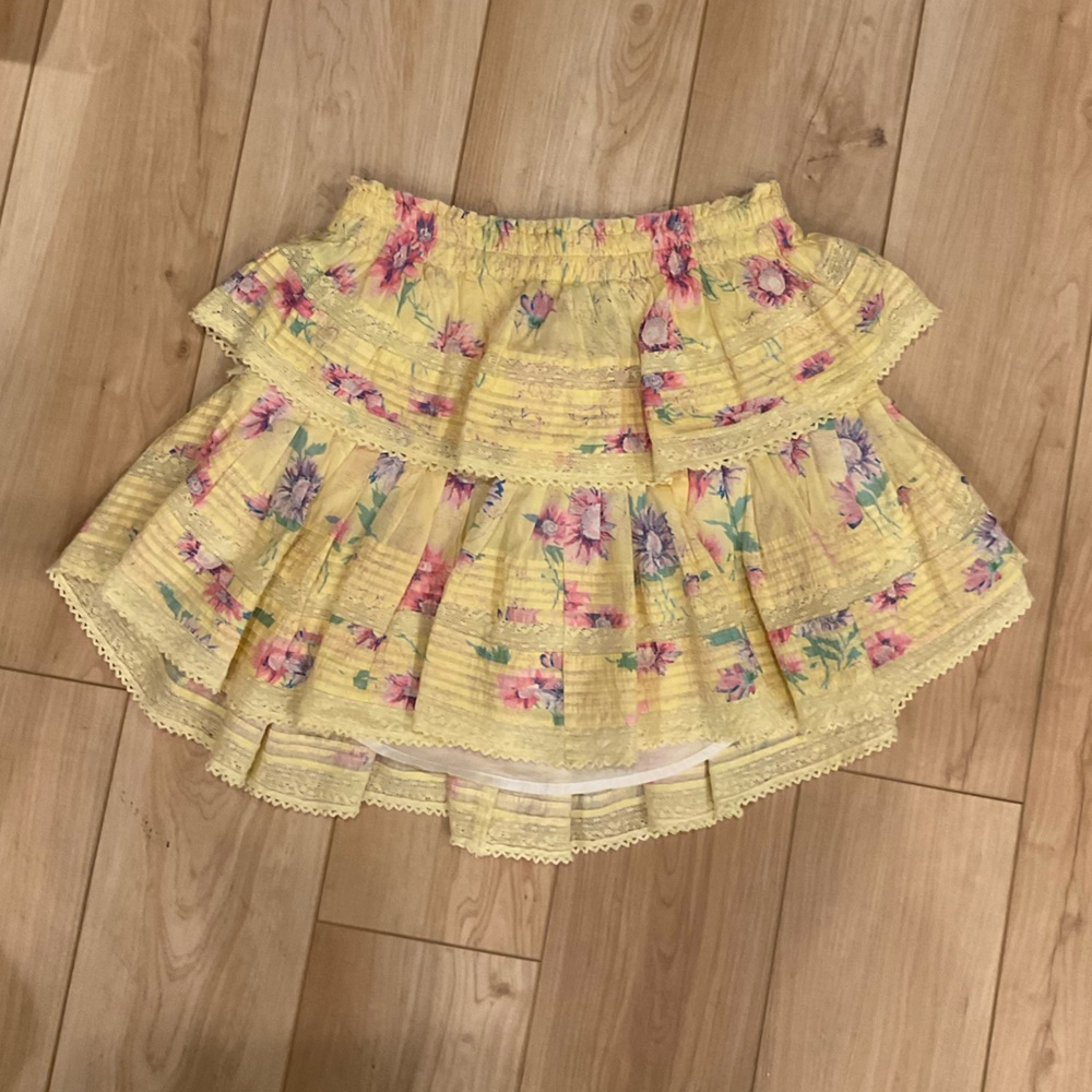 LoveShack Fancy Yellow Floral Mini Skirt
